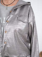 kurze Kunstlederjacke mit Knopfleiste