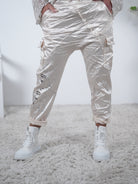 Lässige Baggy mit Satin-Glanz One Size (ca Größe 42-44 46) Beige