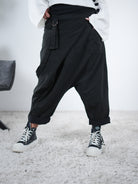 lässige Haremshose, schwarz