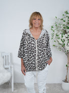 lässige Jacke im Leo Look aus Viskose