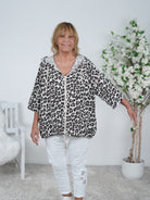 lässige Jacke im Leo Look aus Viskose