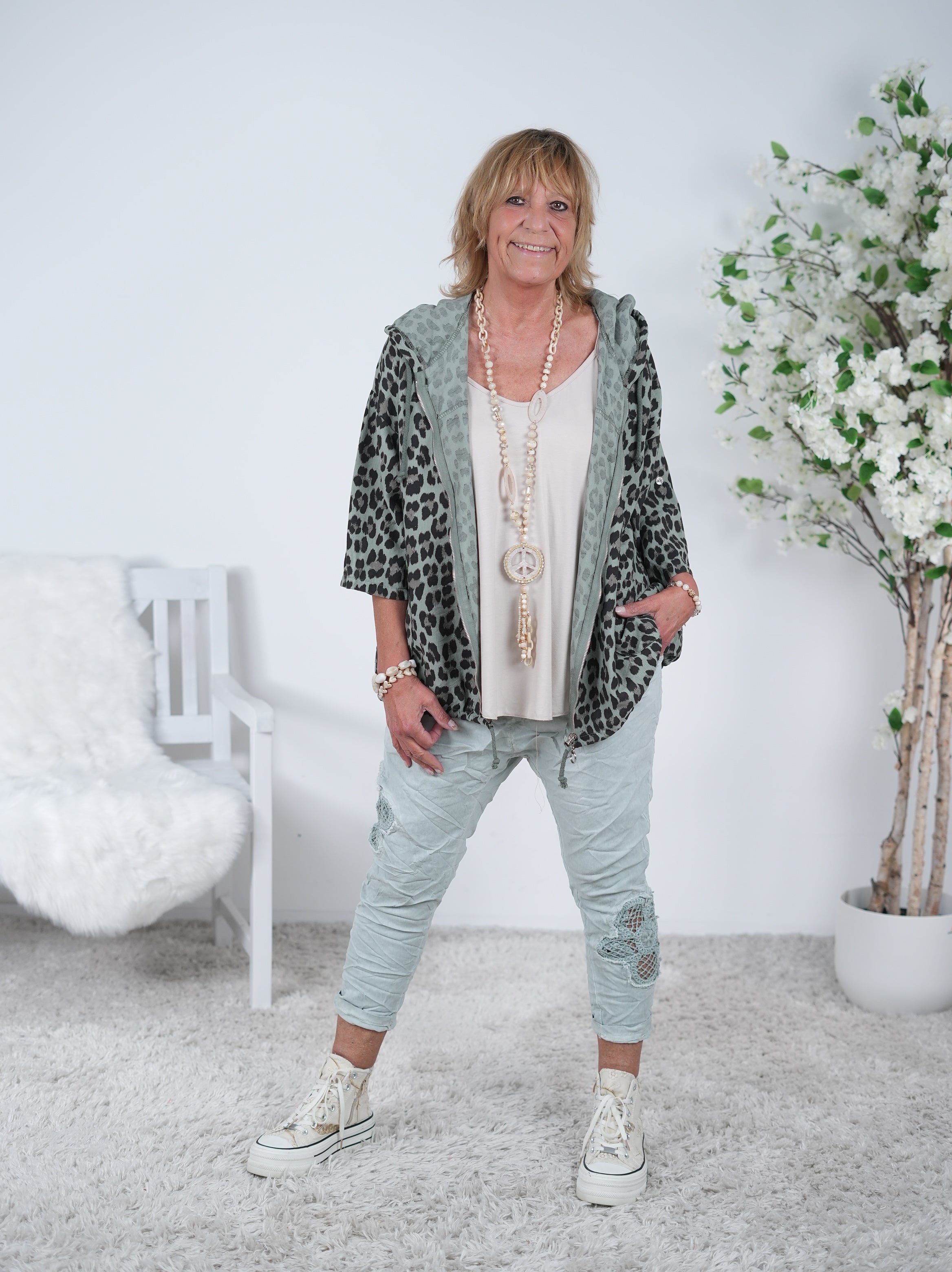 lässige Jacke im Leo Look aus Viskose