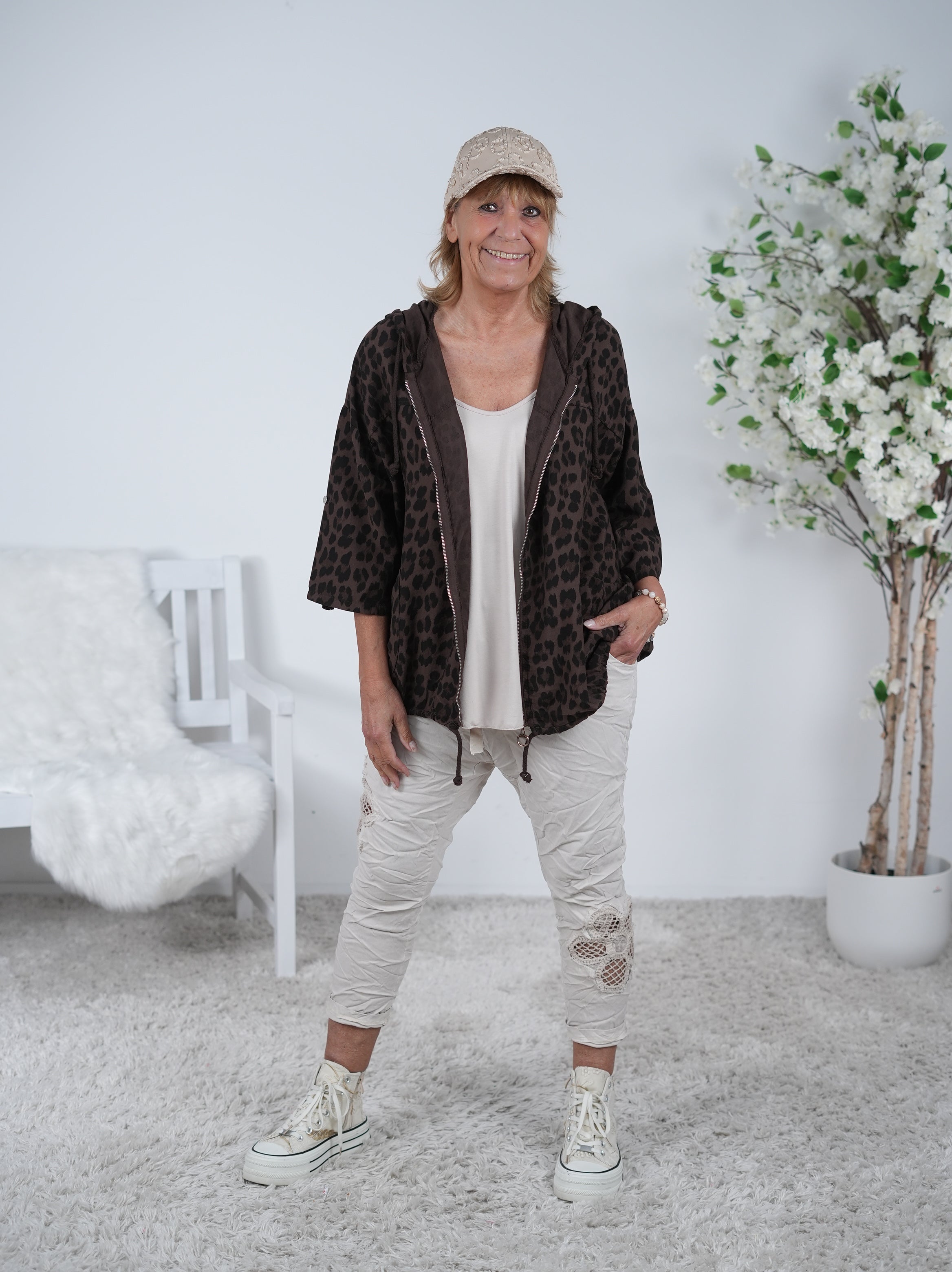 lässige Jacke im Leo Look aus Viskose