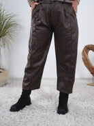 lässige Pants in Waschlederoptik Schoko