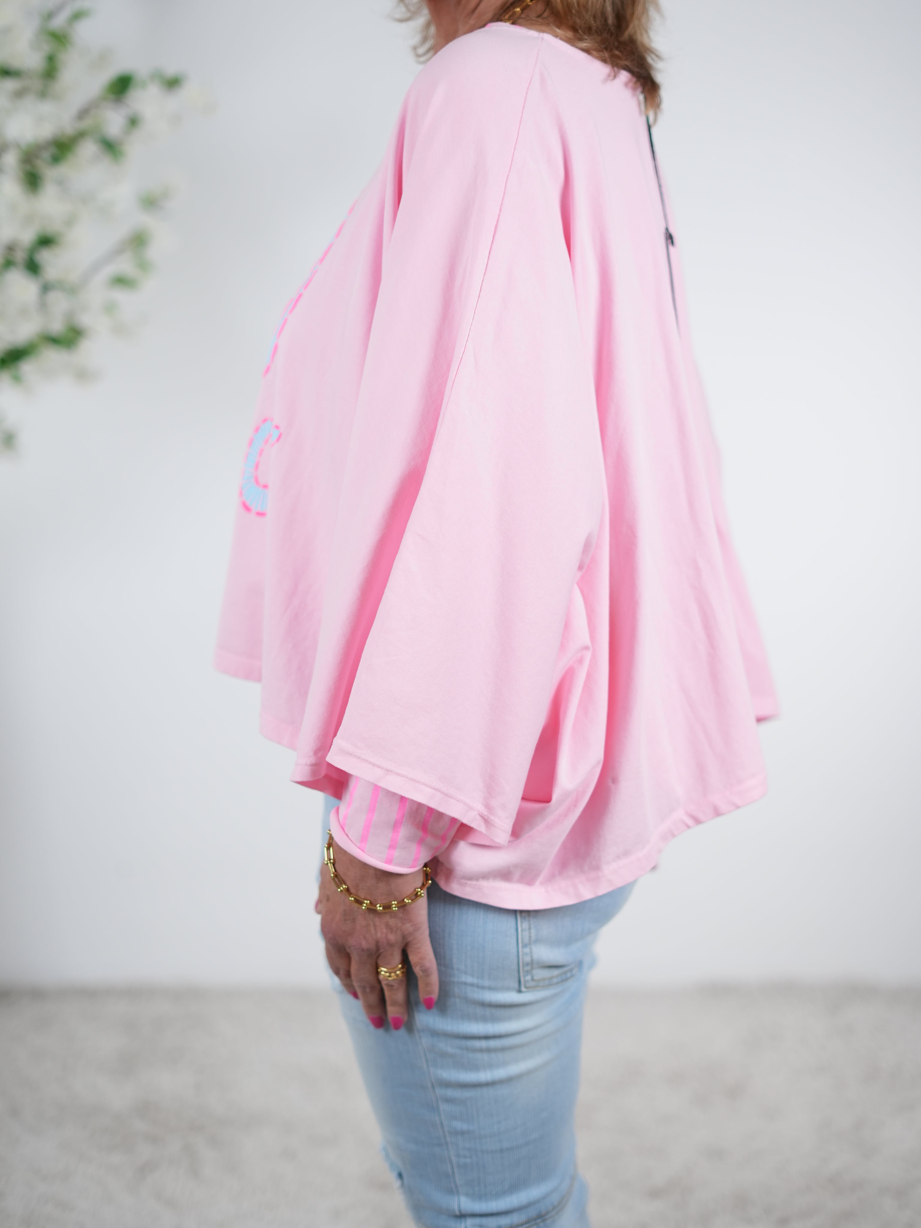 Lässiger Poncho mit "Peace" Print