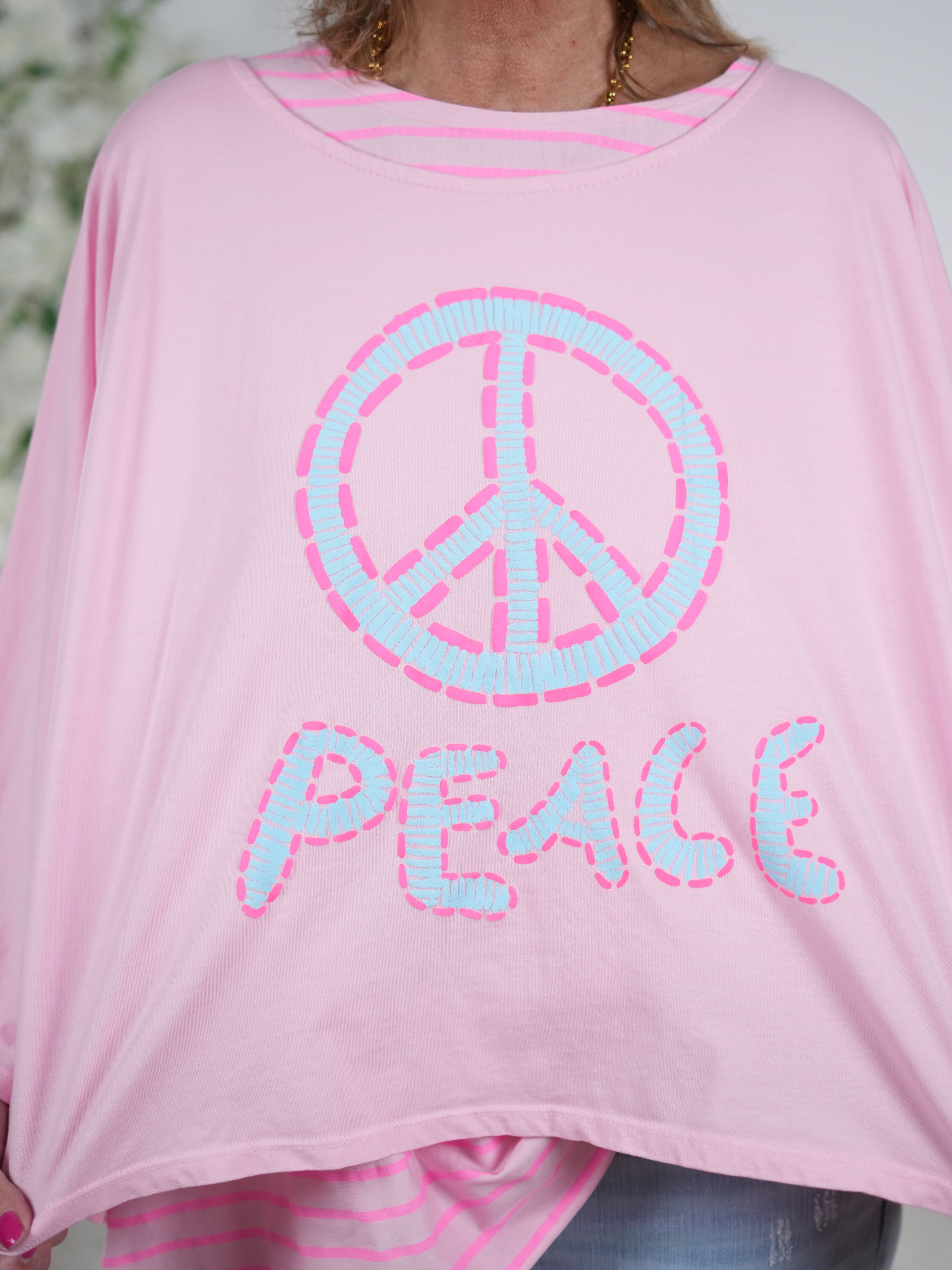 Lässiger Poncho mit "Peace" Print