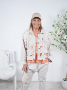 leichte Jeans Jacke im destroyed Look Einheitsgröße (ca Gr. 38 "oversize"-44) Beige