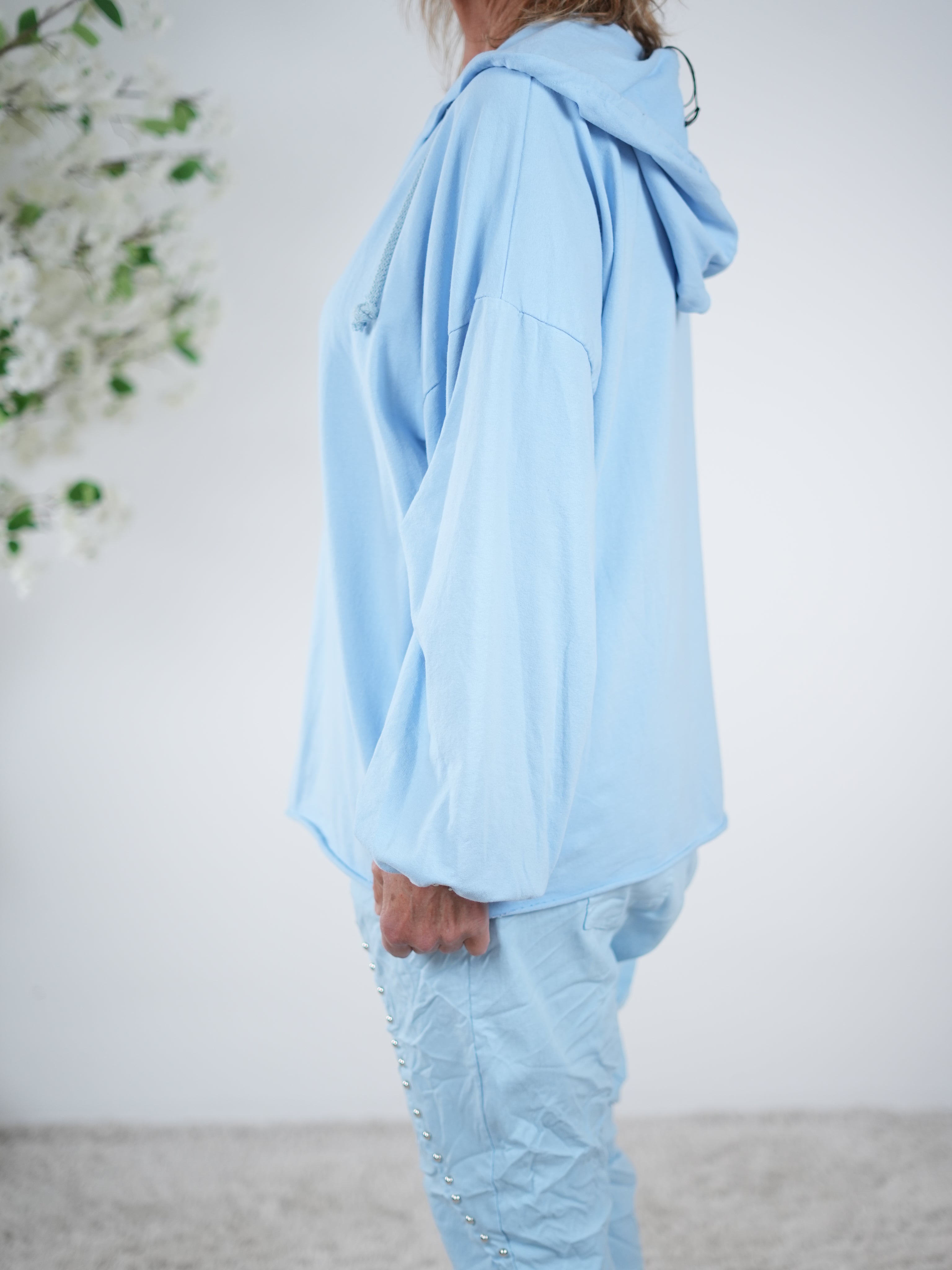 leichter Basic Hoody mit elastischem Ärmelbündchen