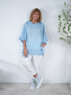 Leichter Hoody im Jeans Look mit Schriftzug