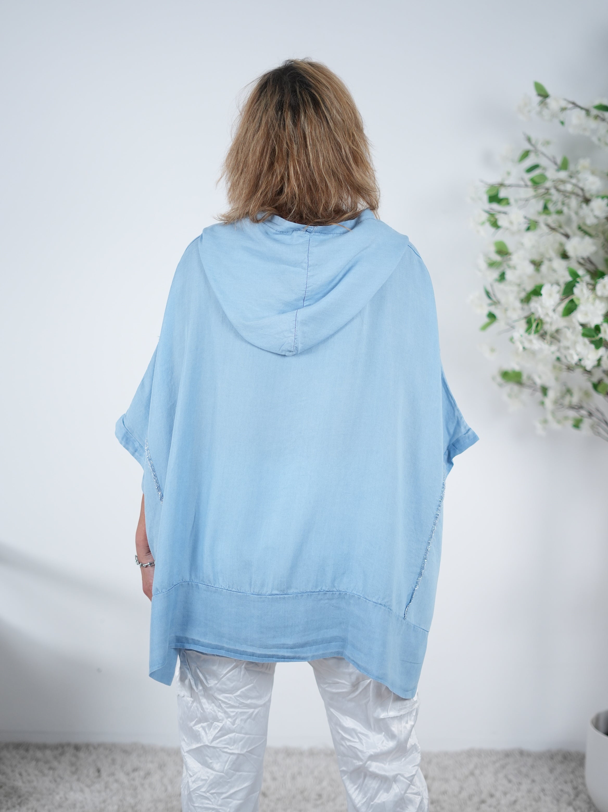 Leichter Hoody im Jeans Look mit Schriftzug