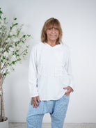 leichter Hoody mit Patches One Size (ca Größe 38 "oversize"-44) Weiß