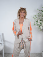 leichter Leinen Blazer mit Streifen