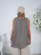 leichtes Leinen Top mit Rundhalsausschnitt