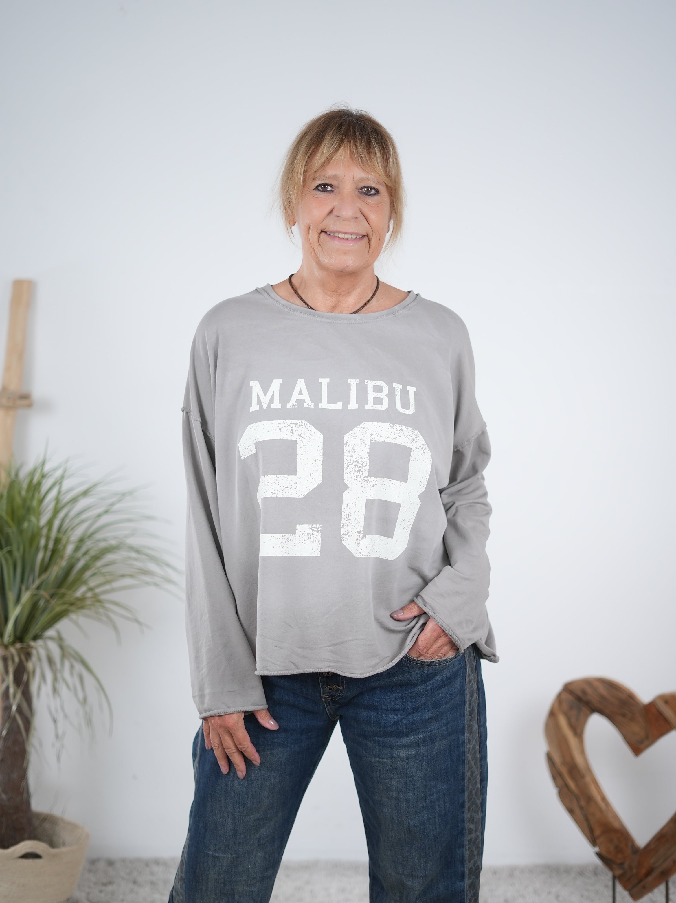 leichtes Sweaty mit Rundhalsausschnitt und "Malibu" Print