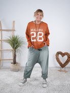 leichtes Sweaty mit Rundhalsausschnitt und "Malibu" Print Terrakotta