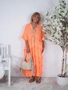Neon Kleid mit Rüschen