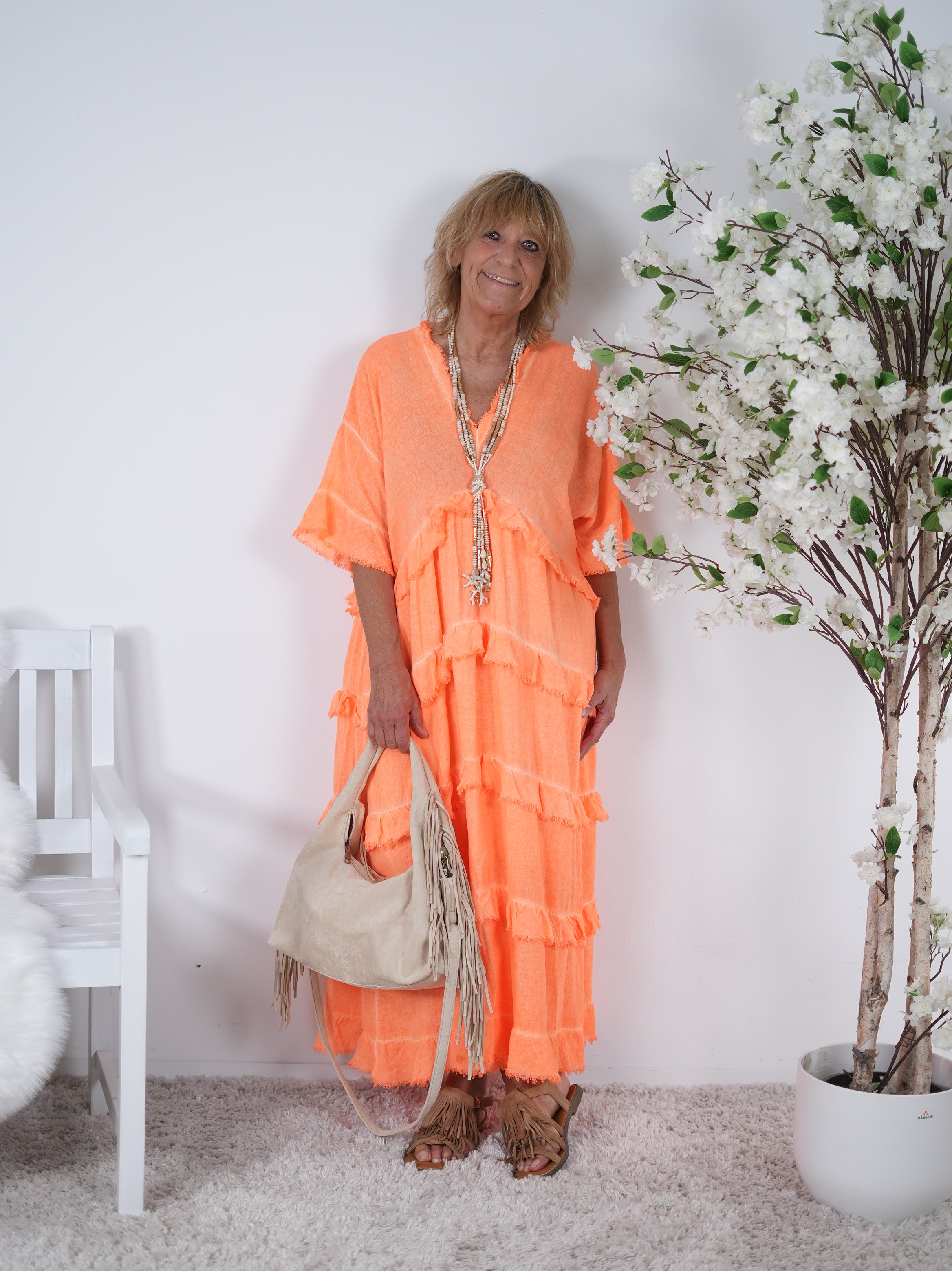 Neon Kleid mit Rüschen