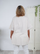 Leinen Shirt mit "Nice" Schriftzug