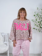 Leo Poncho mit Smile Print Einheitsgröße (ca Gr. 38 40 "oversize"-48) Rosa