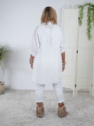 Long Bluse aus Leinen mit Knopfleiste