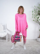 Long Shirt im asymmetrischen Schnitt aus Spitze One Size (ca Größe 42 44-46 48) Pink