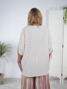 Luftige Leinen Bluse mit großem Print