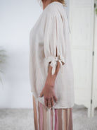 Luftige Leinen Bluse mit großem Print