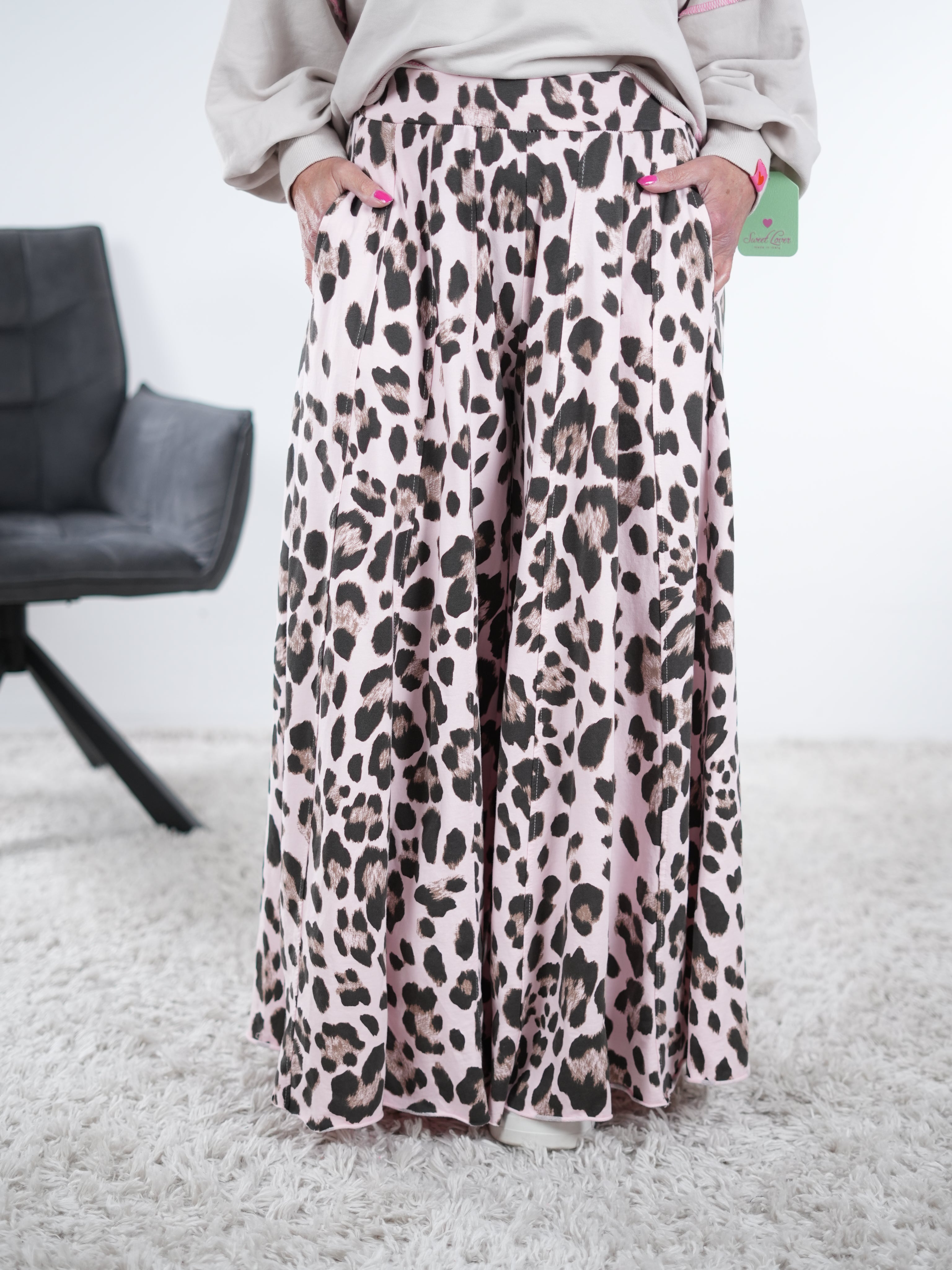 Marlene Hose im Leo Print One Size (ca Größe 38-44) Rosa