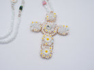 Modeschmuck Kette mit Blümchen und Kreuz