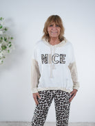 Netz Hoody im Materialmix One Size (ca Gr. 38-44) Beige