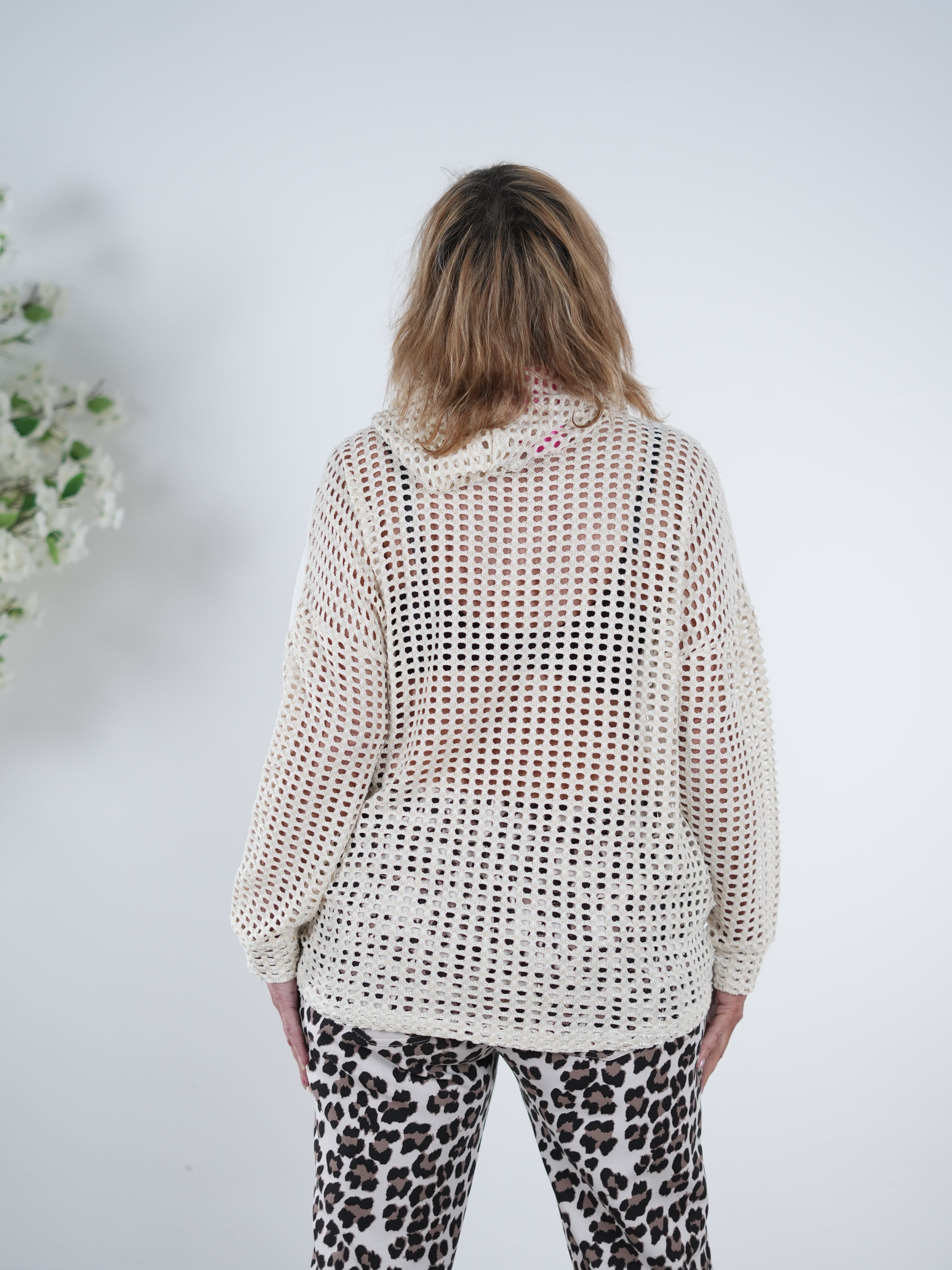 Netz Hoody im Materialmix