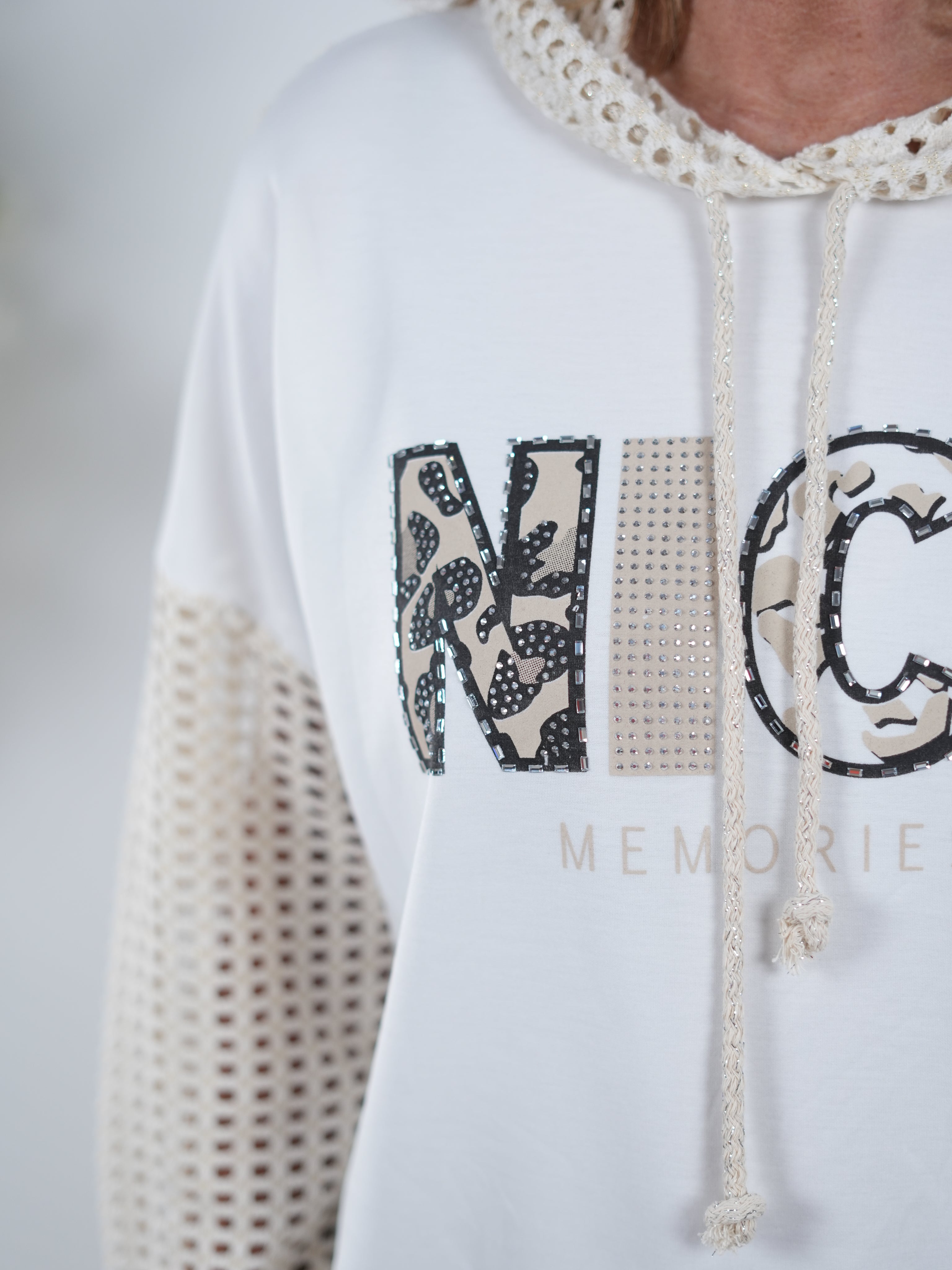 Netz Hoody im Materialmix