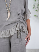 Niedliches Leinen Shirt mit Raffung