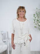 Niedliches Leinen Shirt mit Raffung