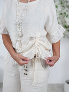 Niedliches Leinen Shirt mit Raffung