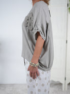 Niedliches Shirt im Materialmix mit Blumen Patches