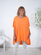 oversize Basic Shirt im Vokuhila Schnitt One Size (ca Gr. 42 44 "oversize"-48 50) Orange