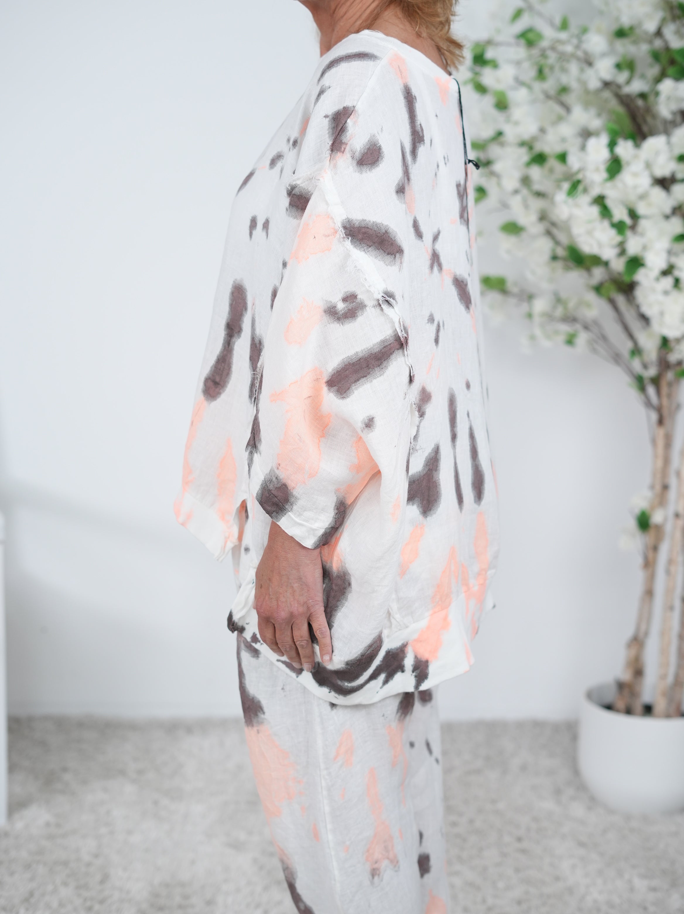 oversize Leinen Shirt, batik