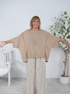 oversize Leinen Shirt mit Außennaht