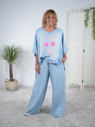 Oversize Shirt im Jeans Look mit Totenkopf Print