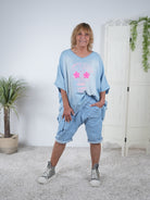 Oversize Shirt im Jeans Look mit Totenkopf Print