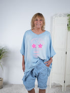 Oversize Shirt im Jeans Look mit Totenkopf Print