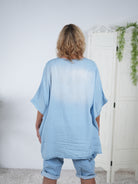 Oversize Shirt im Jeans Look mit Totenkopf Print