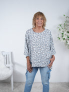 oversize Shirt im Leo Look, Vokuhila Einheitsgröße (ca Gr. 40 "oversize"-46 48) Blau