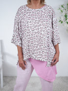 oversize Shirt im Leo Look, Vokuhila