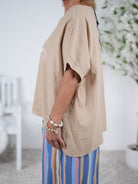 Oversize Shirt im Materialmix mit Schriftzug