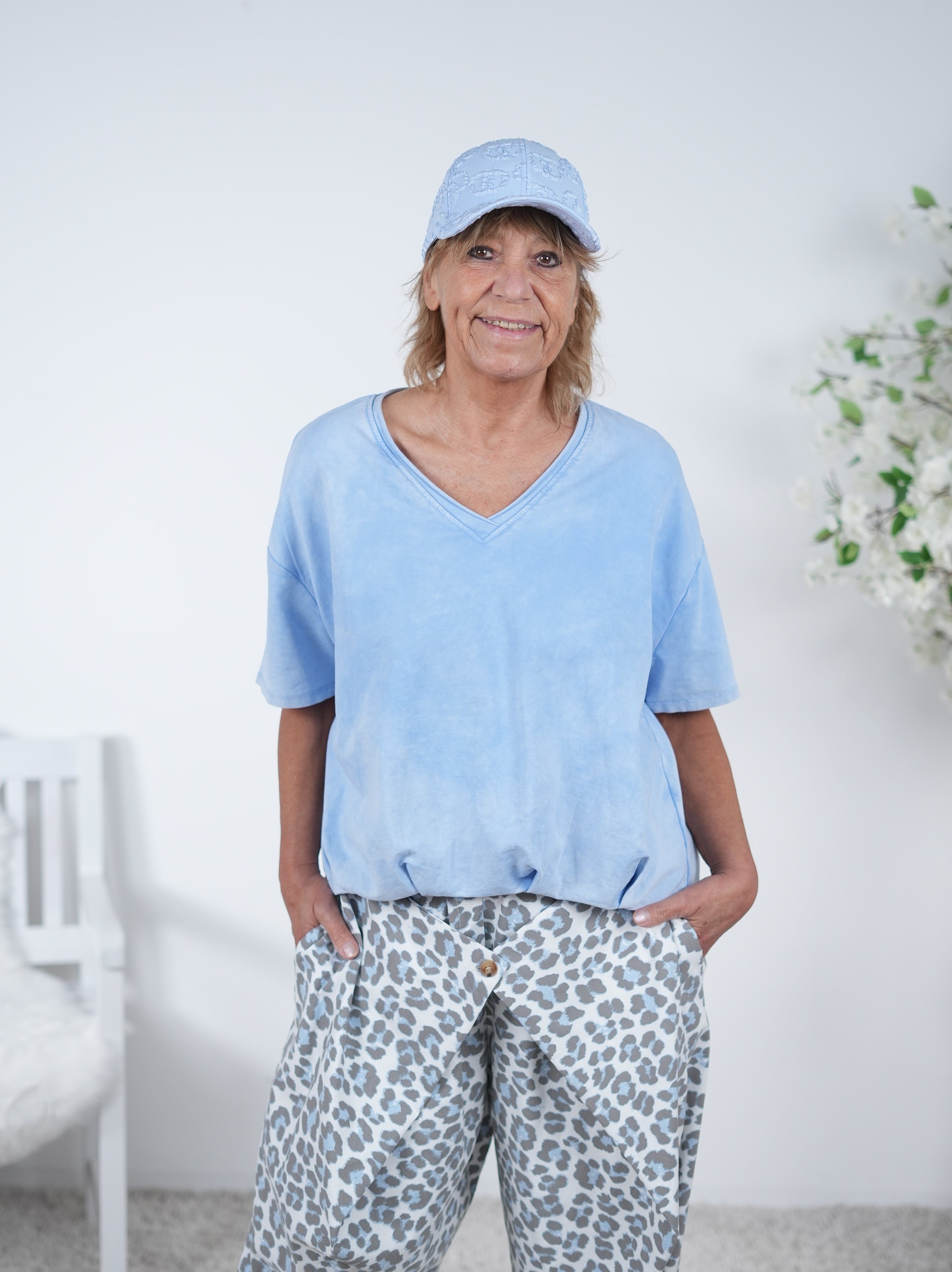 oversize Shirt mit Gummibund am Abschluss Einheitsgröße (ca Gr. 38 "oversize"-42 44) Blau