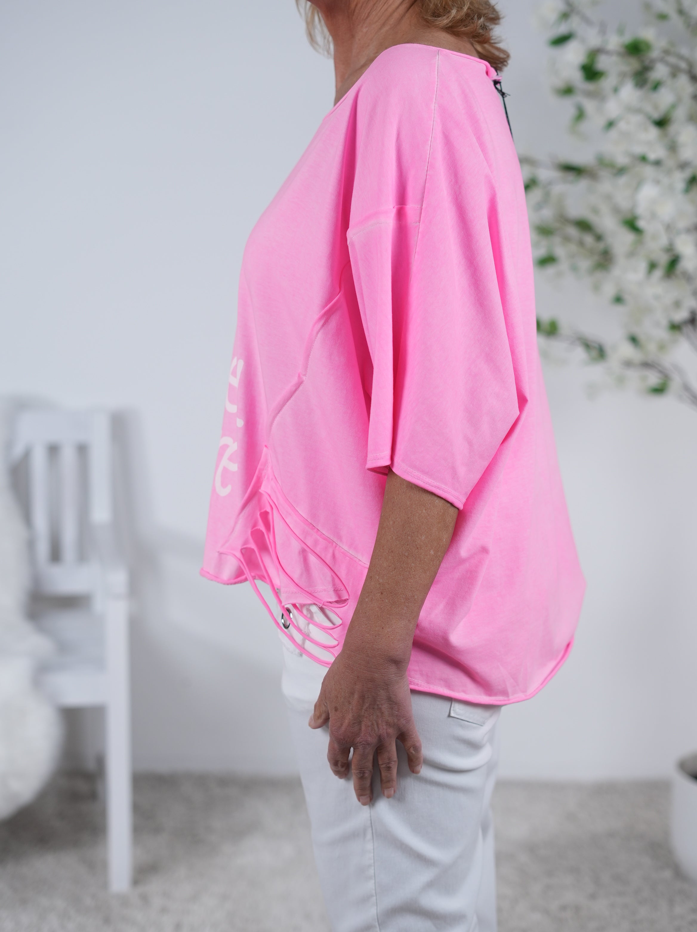 oversize Shirt mit überschnittenem Arm und Schriftzug