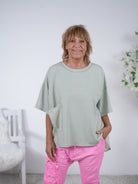 oversize Shirt mit weitem Arm Einheitsgröße (ca Gr. 40 "oversize"-44 46) Olive