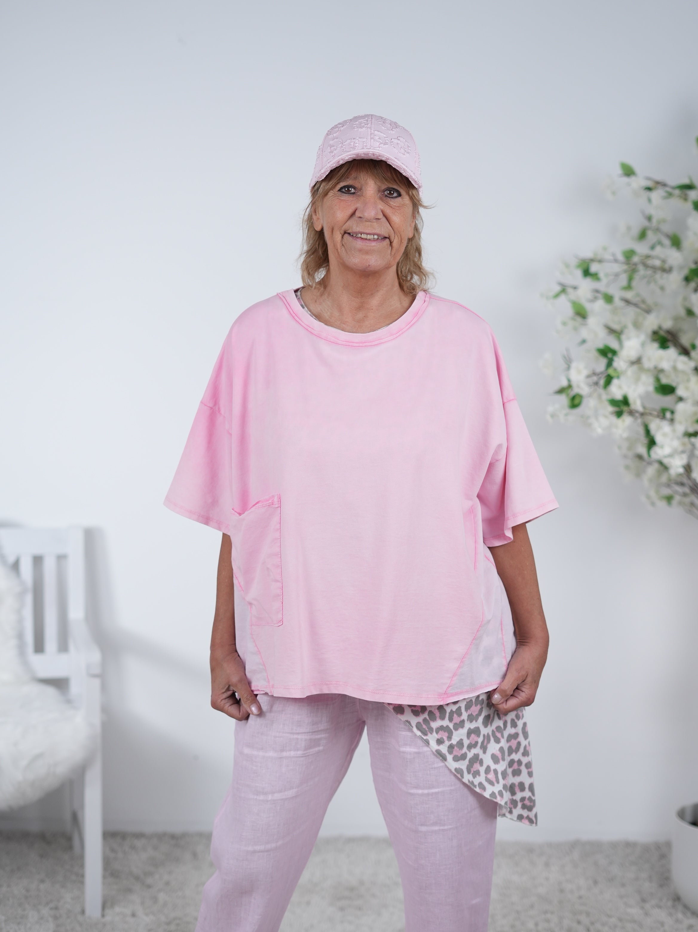 oversize Shirt mit weitem Arm Einheitsgröße (ca Gr. 40 "oversize"-44 46) Rosa